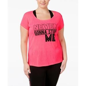 Material Girl Womens Never Gonna Stop Me Printed Short Sleeves Pullover Top 3X
